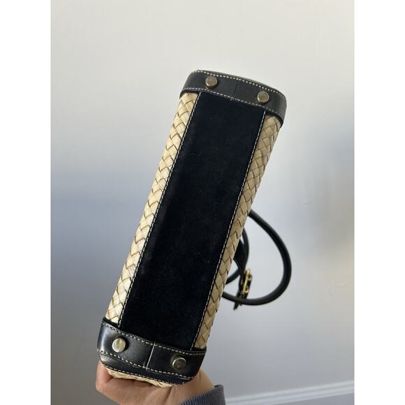 Vintage Y2K Coach 4419 Handbag Woven Straw Leather Trim Buckle Suede w/Turnlock - Picture 10 of 15